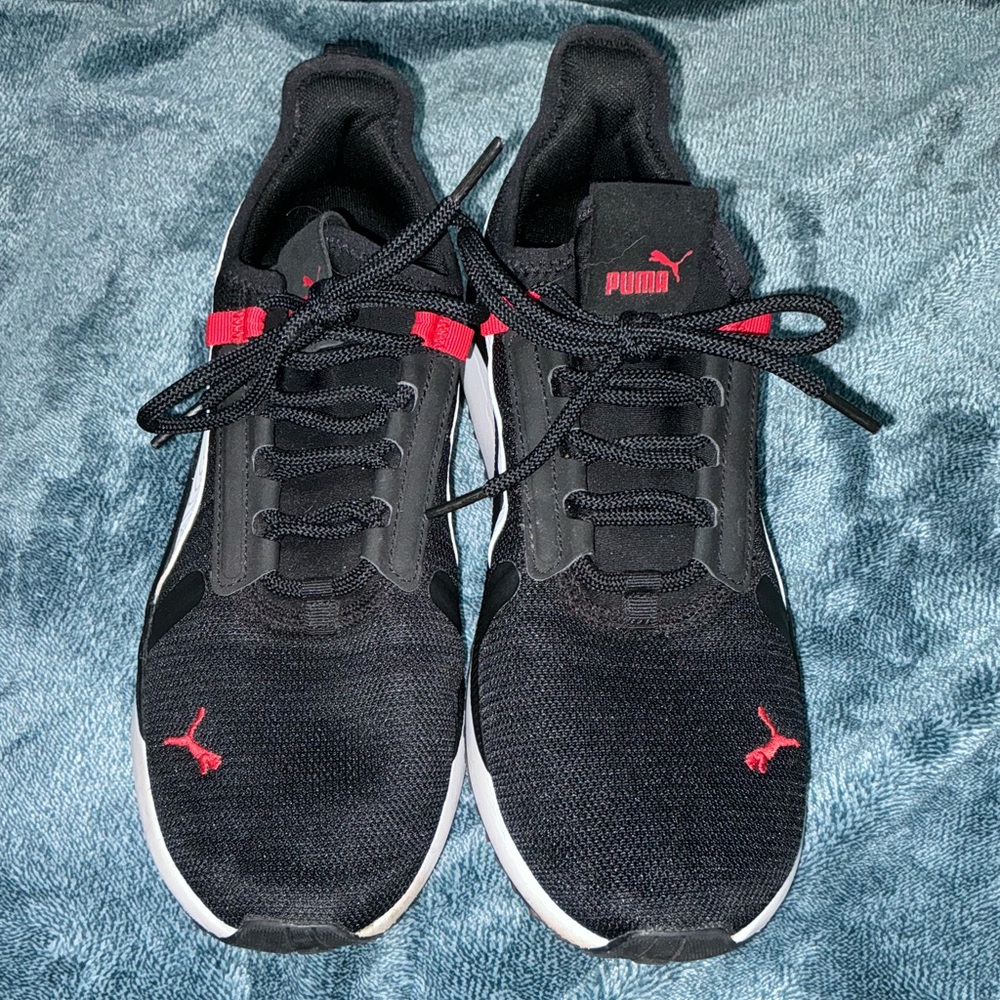 Puma Black Sneakers with Red Highlights